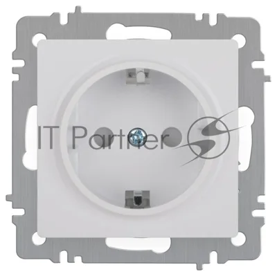 Розетка Intro Accent 6-206-01 2P+E Schuko со шторками, 16А-250В, IP20, СУ, AL/CU, белый  | Б0063506 | Intro