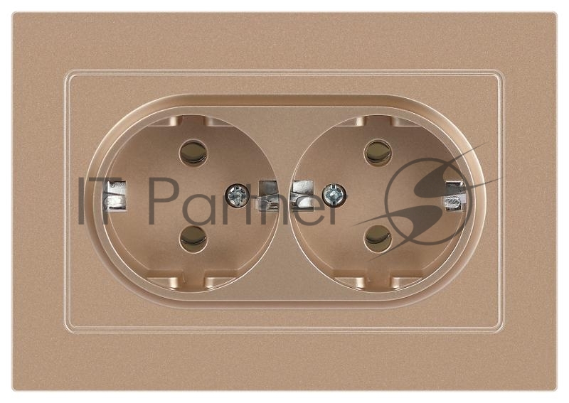 Розетка Intro Accent 6-205-04 2X2P+E Schuko, 16А-250В, IP20, СУ, AL/CU, шампань | Б0063492 | Intro