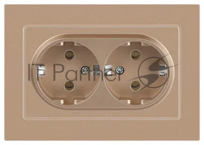 Розетка Intro Accent 6-205-04 2X2P+E Schuko, 16А-250В, IP20, СУ, AL/CU, шампань | Б0063492 | Intro