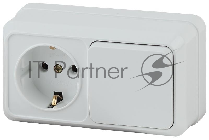 Блок розетка с выключателем Intro Quadro 2-701-01 горизонтальный 10(16)А-250В, IP20, ОУ, белый | Б0053864 | Intro