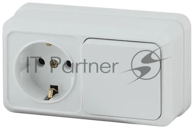 Блок розетка с выключателем Intro Quadro 2-701-01 горизонтальный 10(16)А-250В, IP20, ОУ, белый | Б0053864 | Intro