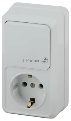 Блок розетка с выключателем Intro Quadro 2-705-01 вертикальный 10(16)А-250В, IP20, ОУ, белый | Б0053882 | Intro