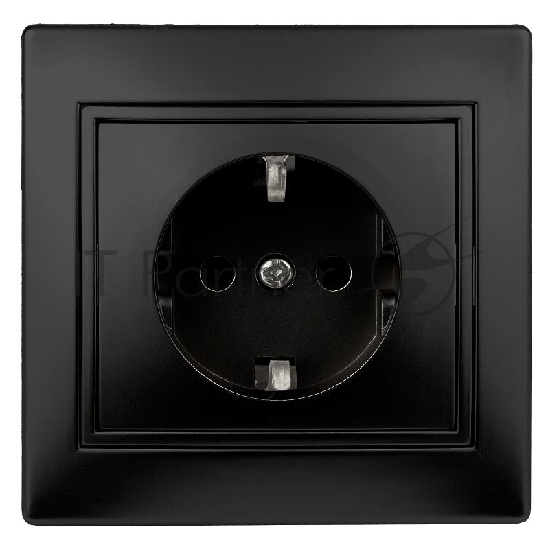 Розетка Intro Plano 1-206-05 с заземлением 2P+E Schuko со шторками, 16А-250В, IP20, СУ, антрацит | Б0053928 | Intro