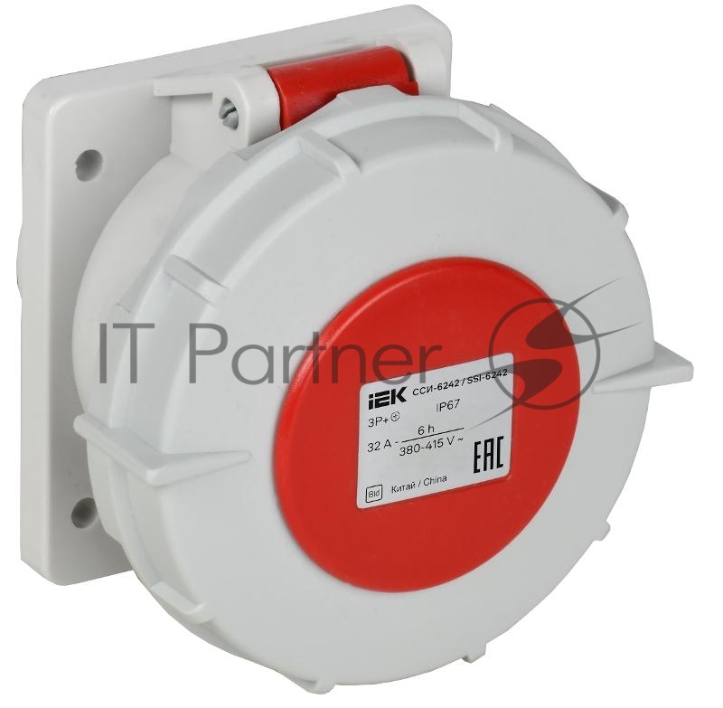 Розетка встраиваемая прямая ССИ-6242 32А-6ч 380В 3P+PE IP67| PSR62-032-4-0-67| IEK