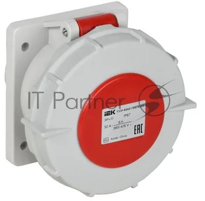 Розетка встраиваемая прямая ССИ-6242 32А-6ч 380В 3P+PE IP67| PSR62-032-4-0-67| IEK