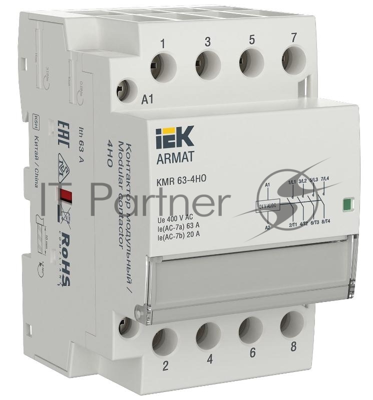 ARMAT Контактор модульный KMR 63А 24В AC/DC 4НО | AR-KMR20-063-40-024 | IEK