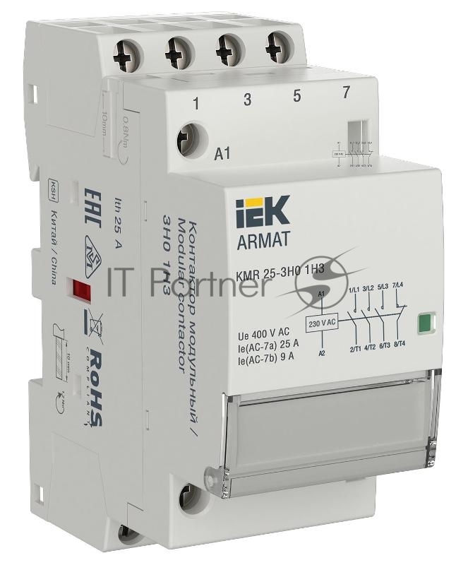 ARMAT Контактор модульный KMR 25А 230В AC 3НО 1НЗ | AR-KMR10-025-31-230 | IEK