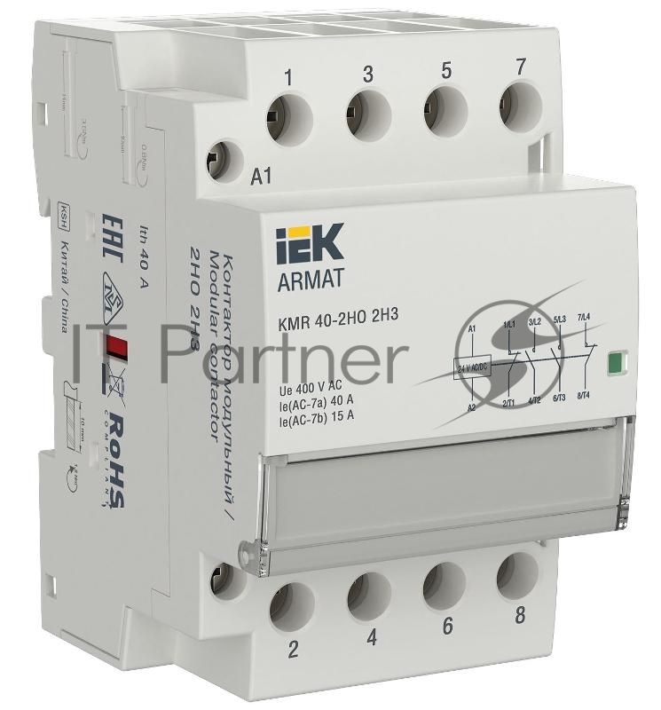 ARMAT Контактор модульный KMR 40А 24В AC/DC 2НО 2НЗ | AR-KMR20-040-22-024 | IEK