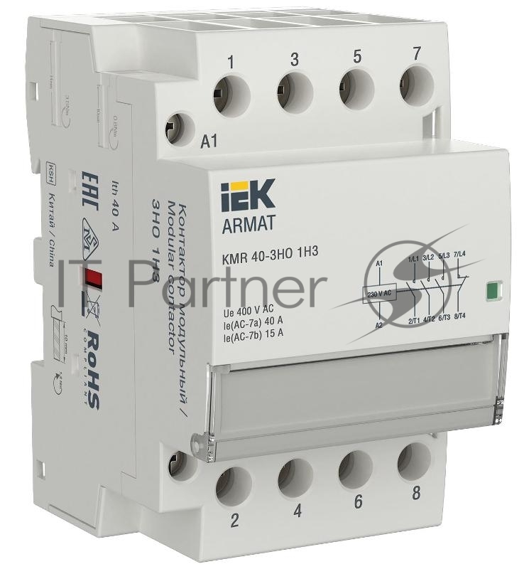 ARMAT Контактор модульный KMR 40А 230В AC 3НО 1 НЗ | AR-KMR10-040-31-230 | IEK