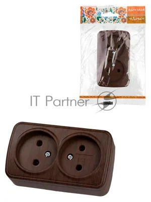 Розетка двойная 2П открытой установки IP20 10А, венге "Дача" Народная | SQ1824-0029 | TDM