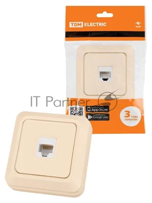 Розетка компьютерная (RJ-45) открытой установки IP20, сл. кость "Ладога" SQ1801-0117 TDM