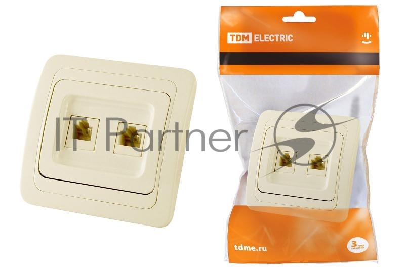 Розетка компьютерная RJ-45 + TФ (RJ-11) сл. кость "Валдай" SQ1804-0115 TDM