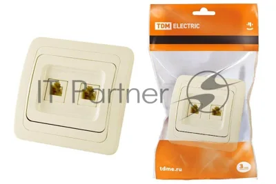 Розетка компьютерная RJ-45 + TФ (RJ-11) сл. кость "Валдай" SQ1804-0115 TDM