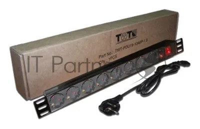 Блок распределения питания Lanmaster TWT-PDU19-10A8P-1.8 гор.размещ. 8xSchuko базовые 10A Schuko 1.8м