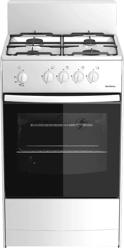 Плита газовая Darina S GM 441 001 W белый/черный, конфорок 4 шт, духовка 50 л, 50 см x 85 см x 51 см