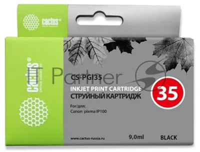 Картридж струйный Cactus CS-PGI35 черный (9 мл) для Canon iP100