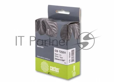Картридж ленточный Cactus CS-TZ251 24 мм, 8 м, черный шрифт, белый фон, для BROTHER 1010/1280/1280VP/2700VP