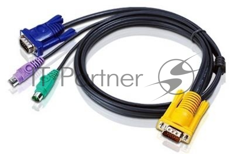 Кабель ATEN KVM Cable 2L-5203P Кабель для KVM: 2xPS/2(m)+DB15(m) (PC) -на- SPHD15(m) (KVM), 3м