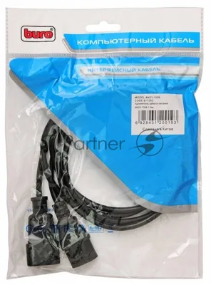 Кабель-удлинитель Buro AN23-1008 IEC C13 IEC C14 1.8м черный