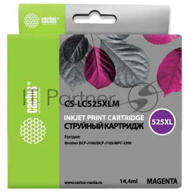 Картридж струйный Cactus CS-LC525XLM пурпурный (14.4 мл) для Brother DCP-J100/J105/J200