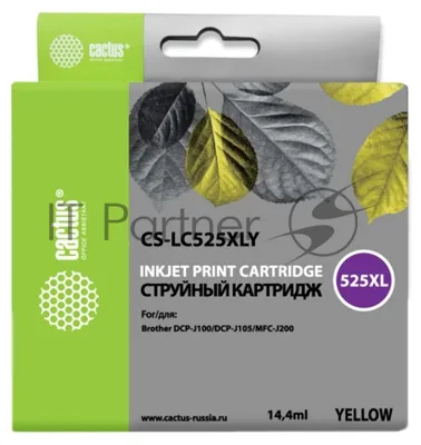 Картридж струйный Cactus CS-LC525XLY желтый (14,4 мл) для Brother DCP-J100/J105/J200