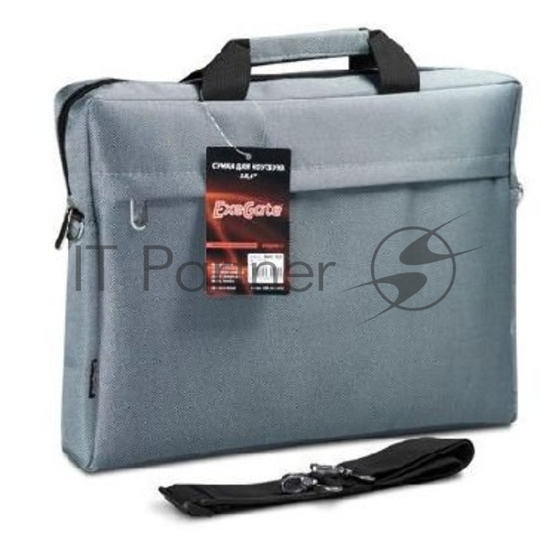 Сумка для ноутбука ExeGate EX205136RUS Start S15 Grey, серая, полиэстер, для ноутбуков до 15.6"