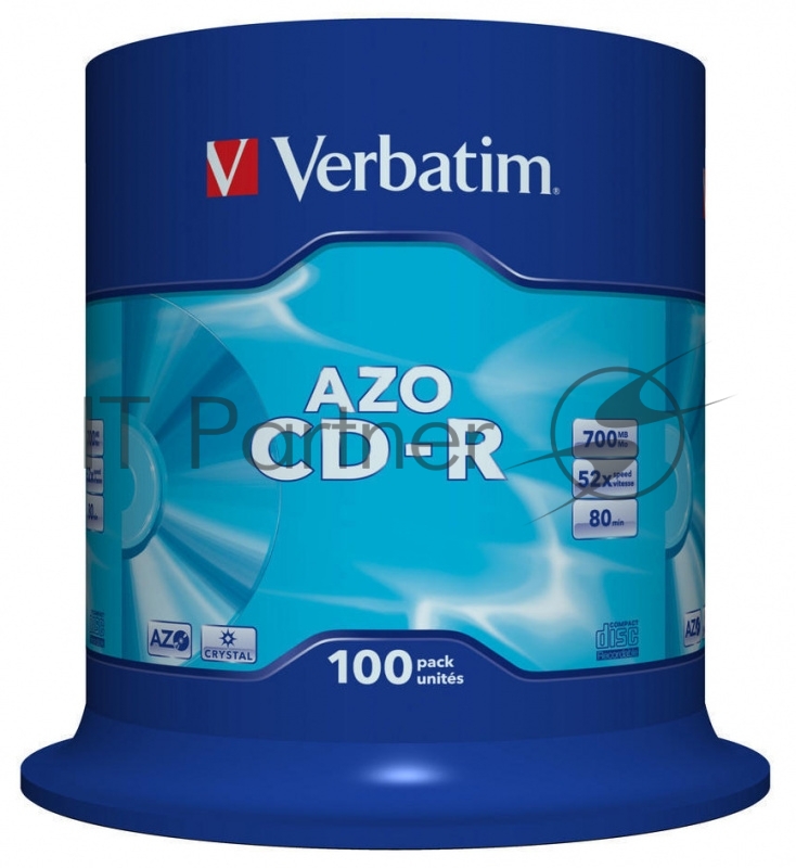 Диск CD-R Verbatim 700Mb 52x 100 шт., DataLife+ Cake Box Pastel Color (43430)