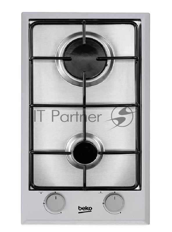Газовая варочная поверхность Beko HDCG 32220 FX, 2 конфорки, нержавеющая сталь, 3900 Вт