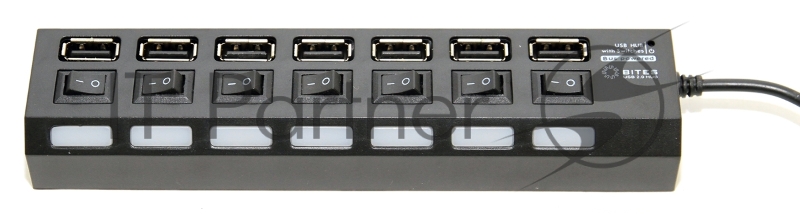 USB-концентратор USB 5bites HB27-203PBK 7*USB2.0 / БП 5В-2А / 1M / черный