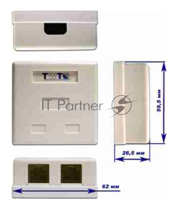 Розетка TWT (TWT-SM2-4512-WH) настенная 1 порт RJ-45 категории 5е и 1 порт RJ-12. UTP. белая