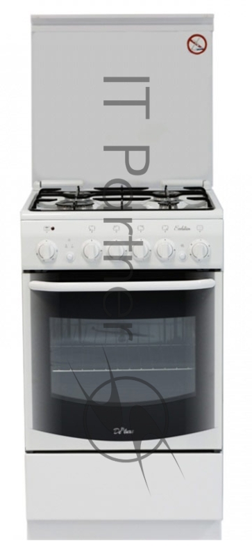 Плита комбинированная De Luxe 5040.20ГЭ (КР) ЧР белый, конфорок 4 шт, духовка 43 л, электроподжиг, 50 см x 85 см x 50 см