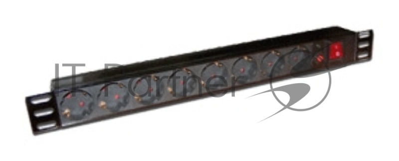 Блок распределения питания Lanmaster TWT-PDU19-10A8P-3.0 гор.размещ. 8xSchuko базовые 10A Schuko 3м
