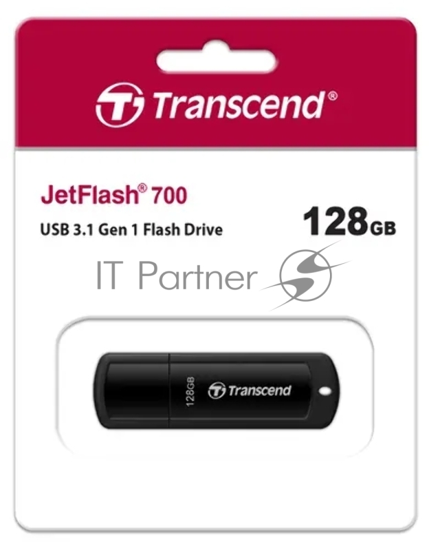 Флешка USB Transcend JetFlash 700 (TS128GJF700), 128Gb, USB 3.0, R/W 70/30, черный