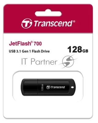 Флешка USB Transcend JetFlash 700 (TS128GJF700), 128Gb, USB 3.0, R/W 70/30, черный
