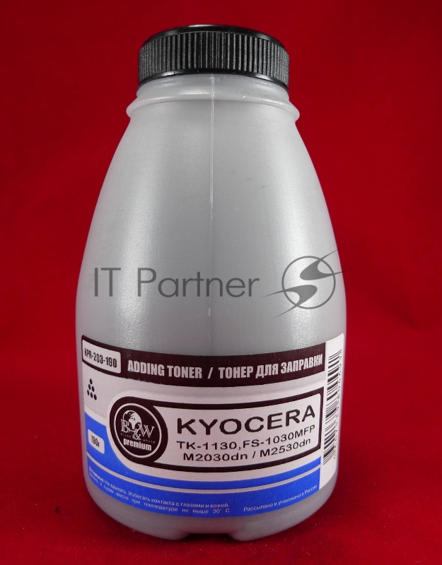 Тонер Kyocera TK-1130, FS-1030MFP/1130MFP, M2030dn/M2530dn (фл. 190г) B&W Premium (Tomoegawa) фас Россия