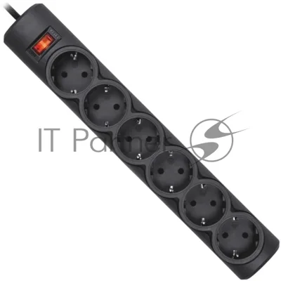 Сетевой фильтр Defender DFS 151 1.8 m, 6 розеток, черный