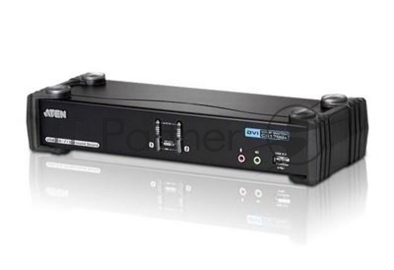 Переключатель KVM ATEN (CS1782A-AT-G) KVM+Audio+USB 2.0, 1 user USB+DVI => 2 cpu USB+DVI, со шнурами USB 2х1.8м., 2560x1600 60Hz DVI-D Dual Link/204
