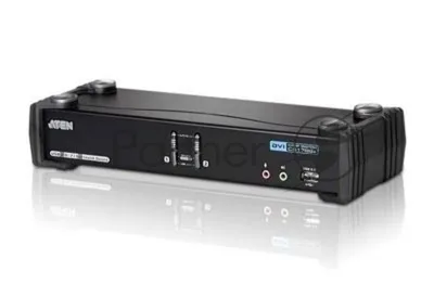 Переключатель KVM ATEN (CS1782A-AT-G) KVM+Audio+USB 2.0, 1 user USB+DVI => 2 cpu USB+DVI, со шнурами USB 2х1.8м., 2560x1600 60Hz DVI-D Dual Link/204