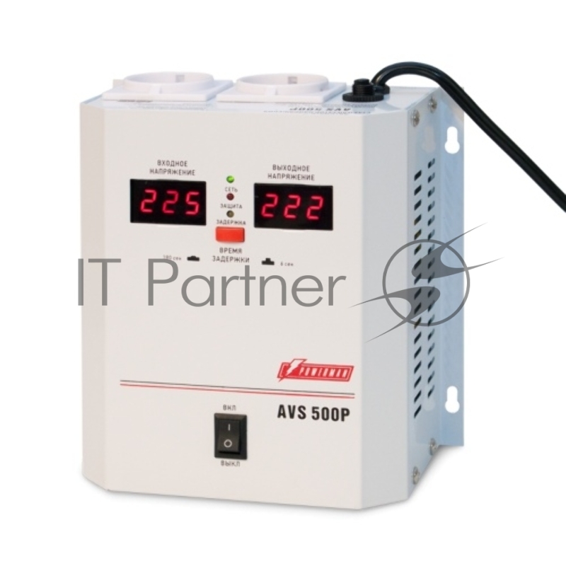 Стабилизатор напряжения Powerman AVS-500P (220В±8% 500ВА,5А,КПД 98%, циф. индикация вх./вых.)