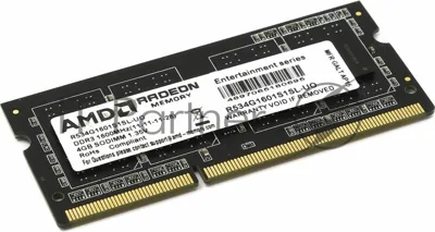 Оперативная память AMD Radeon R5, DDR3L, 4GB (1x4GB), 1600MHz, CL11, SO-DIMM, OEM