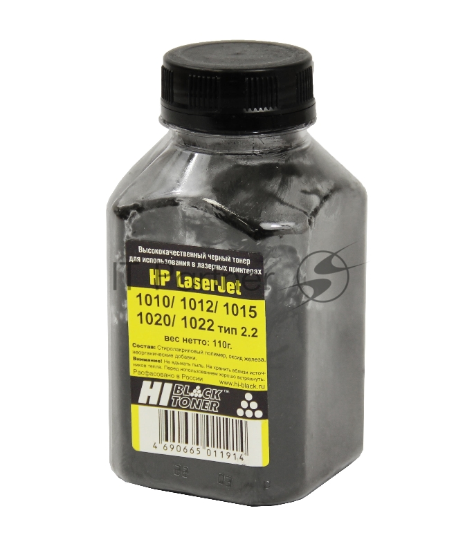 Тонер HP LJ 1010/1012/1015/1020/1022 (Hi-Black) Тип 2.2, 110 г, банка, (Q2612A, Canon 703)