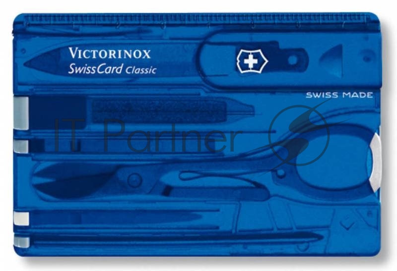 Швейцарская карта Victorinox SwissCard Classic (0.7122.T2) синий полупрозрачный коробка подарочная
