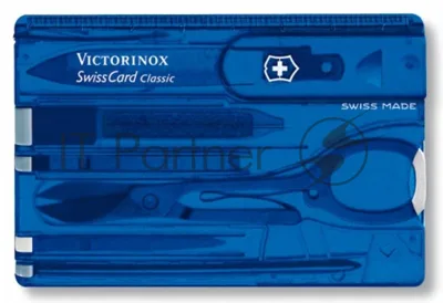 Швейцарская карта Victorinox SwissCard Classic (0.7122.T2) синий полупрозрачный коробка подарочная