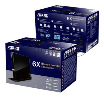 Оптический привод Blu-Ray Asus SBC-06D2X-U/BLK/G/AS черный USB slim внешний RTL