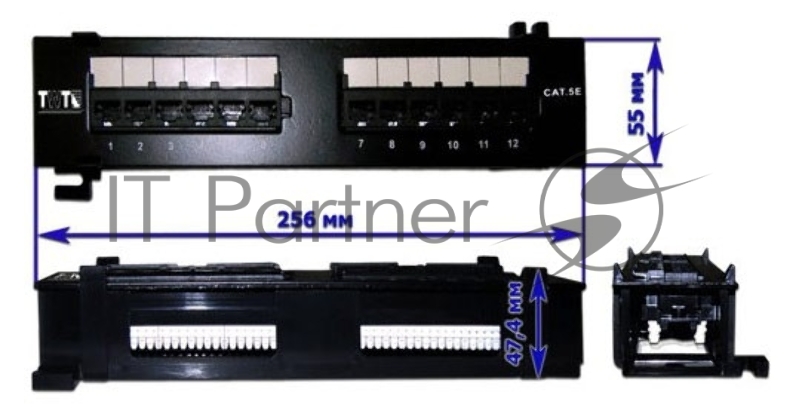 Патч-панель Lanmaster TWT-PP12UTP-H 19" 1U 12xRJ45 кат.5e UTP