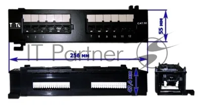 Патч-панель Lanmaster TWT-PP12UTP-H 19" 1U 12xRJ45 кат.5e UTP