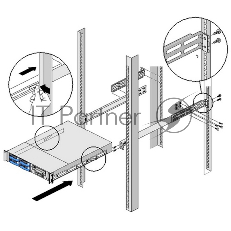 Рельсы SLIDE RAIL 20-26" 2U-4U RM236/RM241/RM242/RM423/RM413 (84H341300-002)