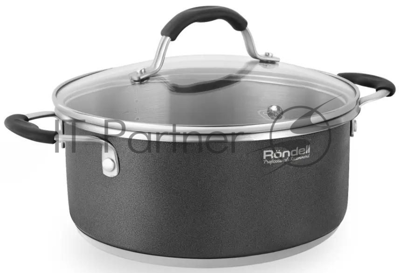 Кастрюля Rondell Stern RDS-019, 4.7 л, 24 см, с крышкой, серый
