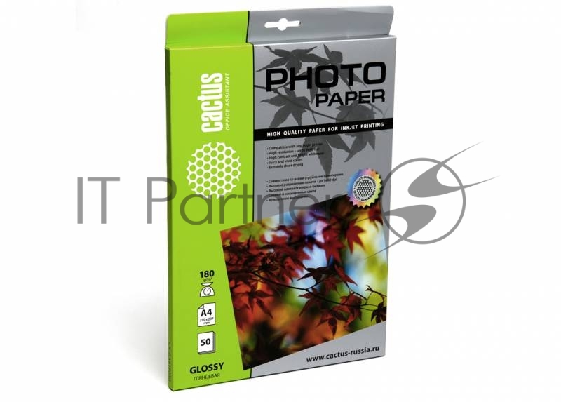 Фотобумага Cactus CS-GA418050 A4/180г/м2/50л. глянцевая для струйной печати