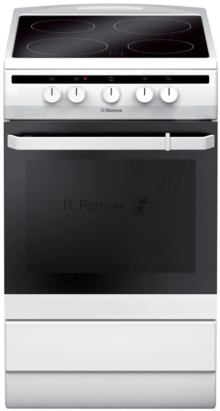 Плита электрическая Hansa FCCW54002 белый, конфорок 4 шт, духовка 68 л, 50 см x 85 см x 60 см